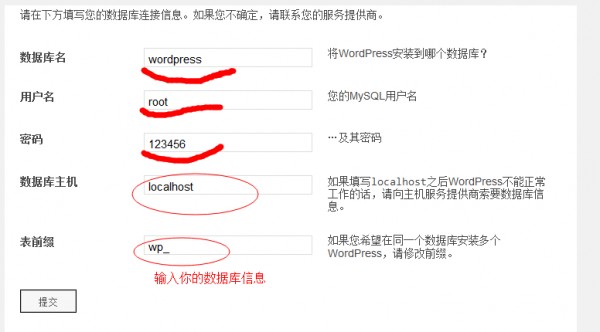 输入数据库信息