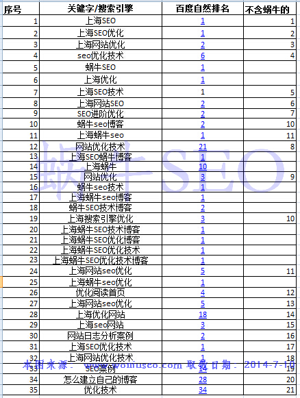 蜗牛SEO排前十的词